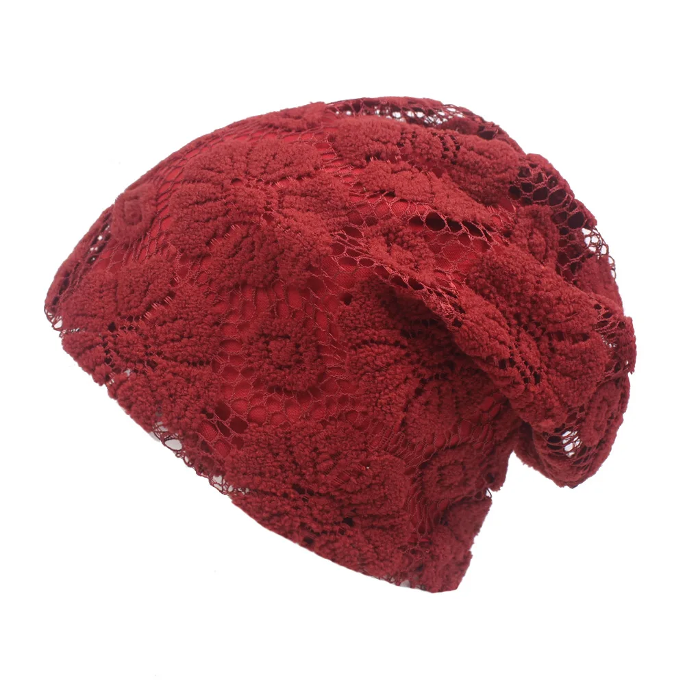 Wine Red RoxCober модные кружевные цветочные женские мужские шапки унисекс теплые осенние зимние кепки хип-хоп высококачественный бини шляпы Chapeu Женская кепка - Цвет: Wine Red