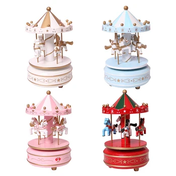 

Christmas Wooden Laputa Castle in the Sky Carousel Music Box Christmas Decoration For Home Decoration Accssories