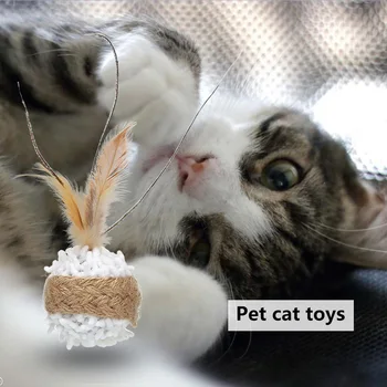 

Feather Stick Toy Pet Supplies Cat Accessory 6pcs/set Cute Feather Mouse Ball Pet Funny Doll Cat Interactive Teaser Molar Toy