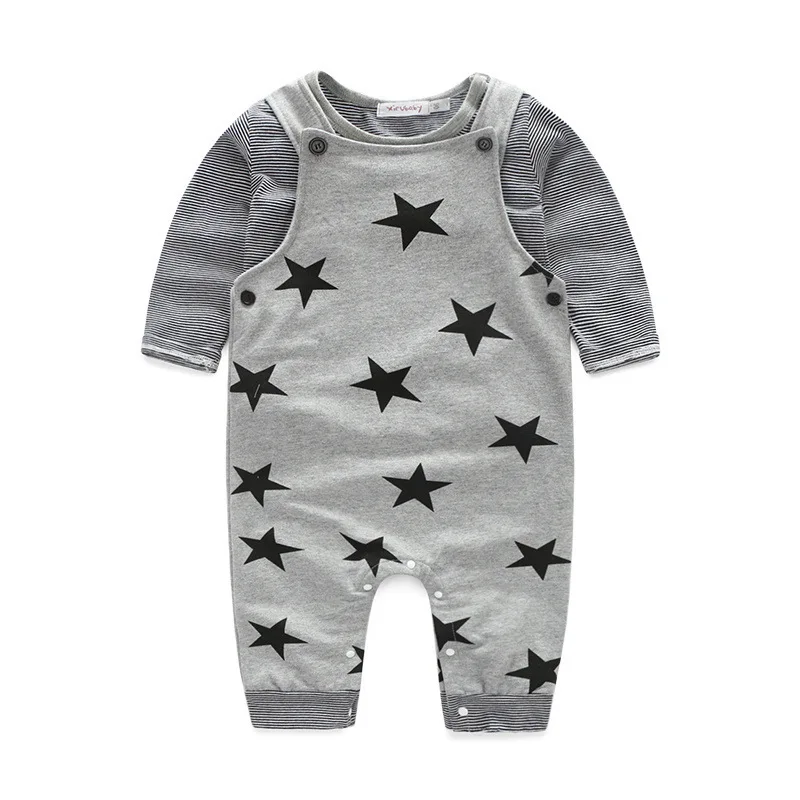 

Baby Clothes 2018 Spring And Autumn New Products Baby Rompers Newborns Star Suspender Strap Onesie Two-Piece Set