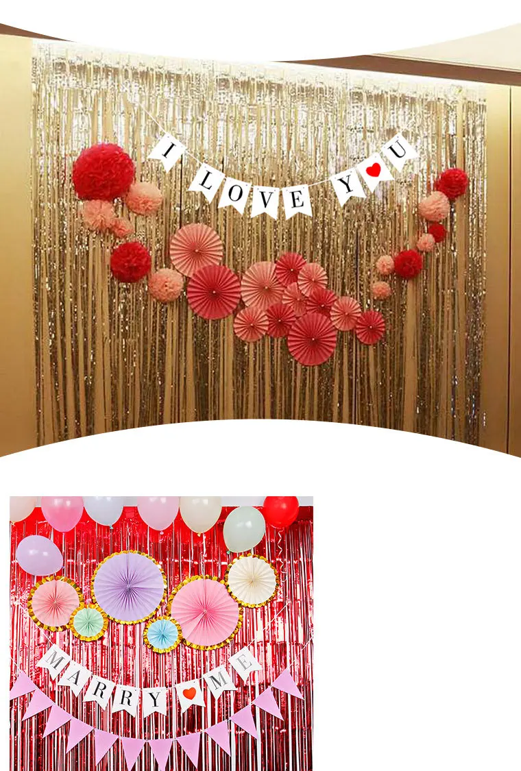 Marry Me Proposal Pull Flag Made by Paper Wedding Trunk Confession Decoration Latte Art Wedding Party Decorative Banner Wholesal