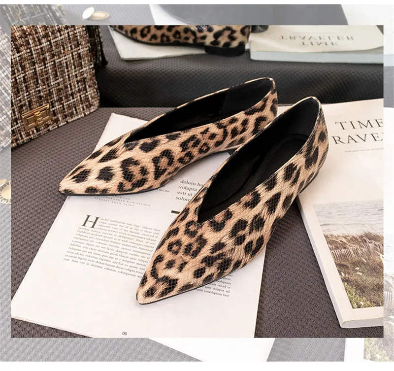 2020 Spring Autumn New Comfortable Women Ballet Flat Shoes Fashion Leopard Women`s Loafers Stylish Pointed Toe Ladies Lazy Shoes (10)