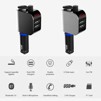 

AD909 Bluetooth FM Transmitter Elaborate Manufacture Prolonged Durable Handsfree Car Kit MP3 Music Player Power Outlet