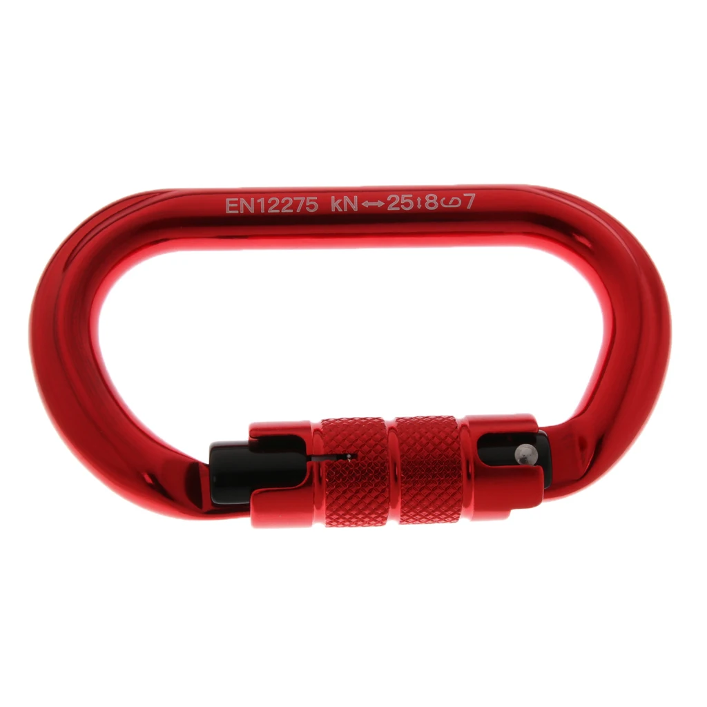 25KN Strength Rock Climbing Rappelling Oval-Shape Aluminum Auto Locking Carabiner 0.79' Opening CE Certified Exploring Rappell
