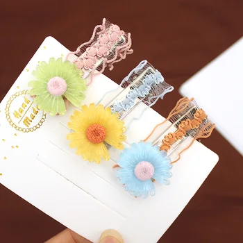 

South Korea Simple INS Flower Metal Duckbill Clip Little Daisy Lace Headband Barrettes Bang Clip Hair Accessories Batch