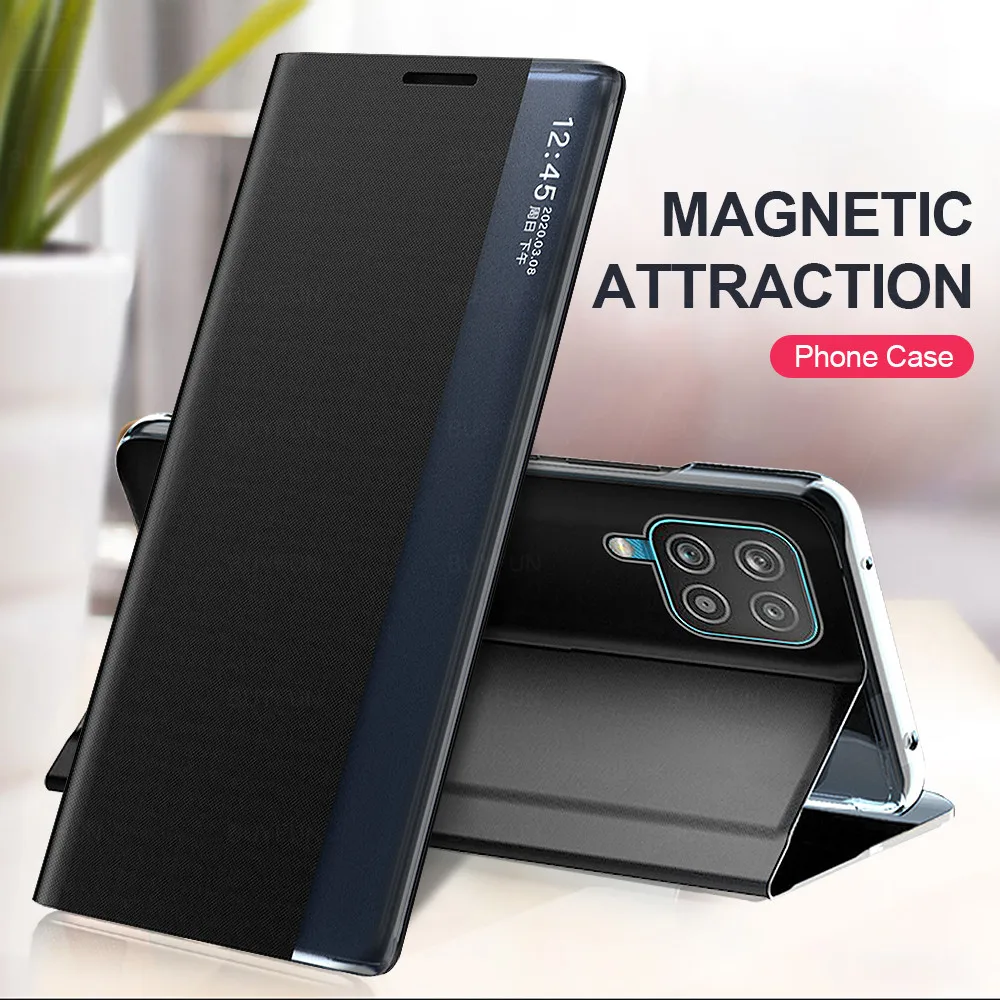 Smart View Flip Case For Samsung Galaxy A12 Cases Leather Auto Sleep Wake Up Covers Samsung A12 A 12 Sm A125f Fundas Bumper Mobile Phone Cases Covers Aliexpress