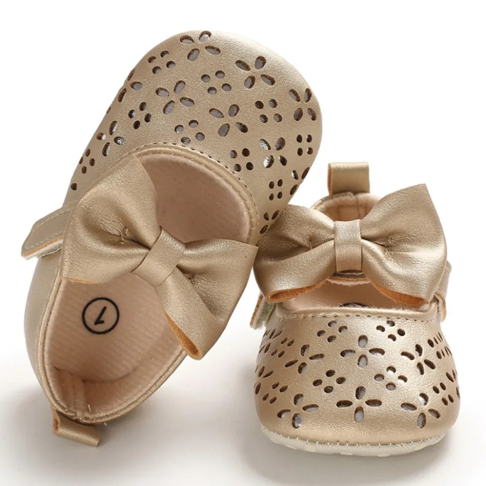 Baby girl bow princess shoes non-slip kids sneakers girls butterfly-knot sport shoes kids comfortable gold sandals girls 35A13 (6)
