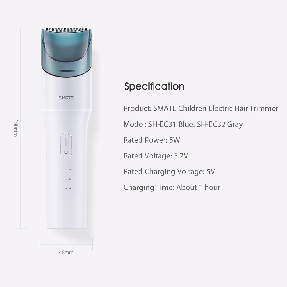 Для Xiaomi SMATE Детский Электрический триммер для волос USB Водонепроницаемый триммер для стрижки перезаряжаемая Автоматическая машинка для стрижки волос для детей