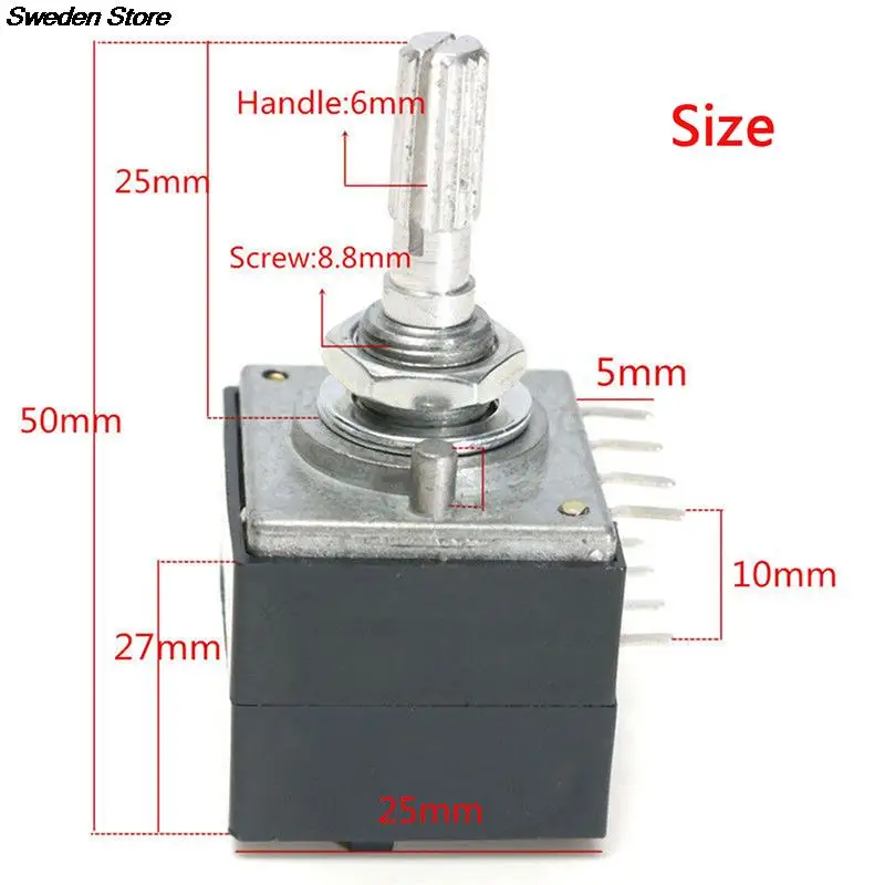 Rotary Potentiometer 1Pc Potentiometer 250K Log Alps Audio Amp Volume Control Pot Stereo W Loudness