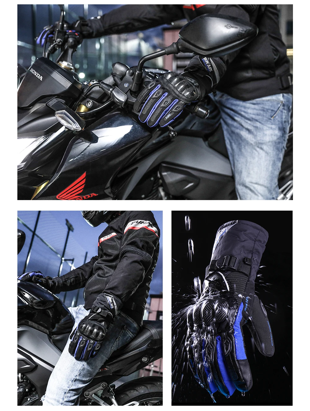 Зимние мотоциклетные перчатки водонепроницаемые ветрозащитные теплые железные мотоциклетные защитные перчатки с сенсорным экраном для мотокросса