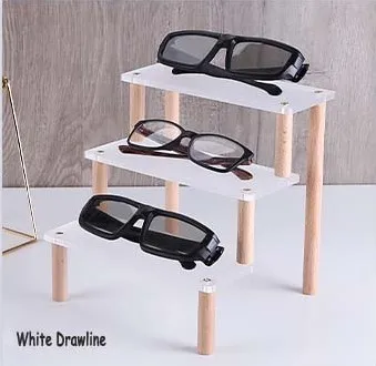 white drawline Деревянный акриловый дисплей для ювелирных изделий, настольный держатель для ожерелья, подставка для браслета, кольцо, органайзер для сережек, чехол для часов, подставки для ювелирных изделий - Цвет: white drawline