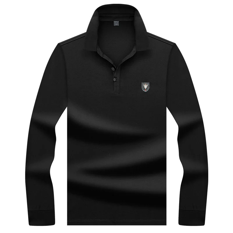 8920 black Новая мода с длинным рукавом поло мужская Молодежная мужская хлопковая Повседневная рубашка поло brand брендовая мужская Повседневная рубашка-поло в деловом стиле 8920 - Цвет: 8920 black