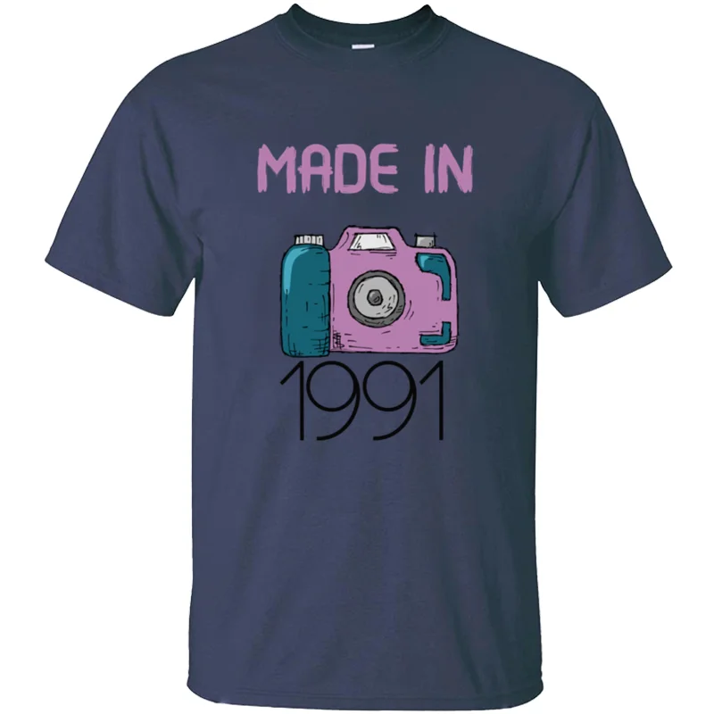 

Printed Design Made In 1991 Tshirt For Men Humor Famous Army Green Basic Solid Fitness Men's T Shirts Camisas Shirt