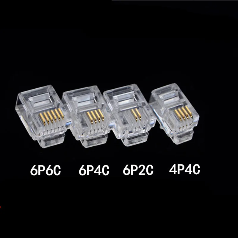 50pcs/lot Rj11 6p2c 6p4c 6p6c Telephone Internet Modular Plug Jack Rj11