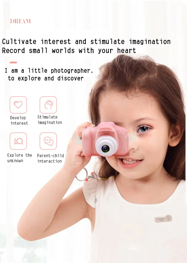 Hd Screen Rechargeable Digital Mini Camera Kids Cartoon Cute Camera Toys Outdoor Photography Props for Child Birthday Gift