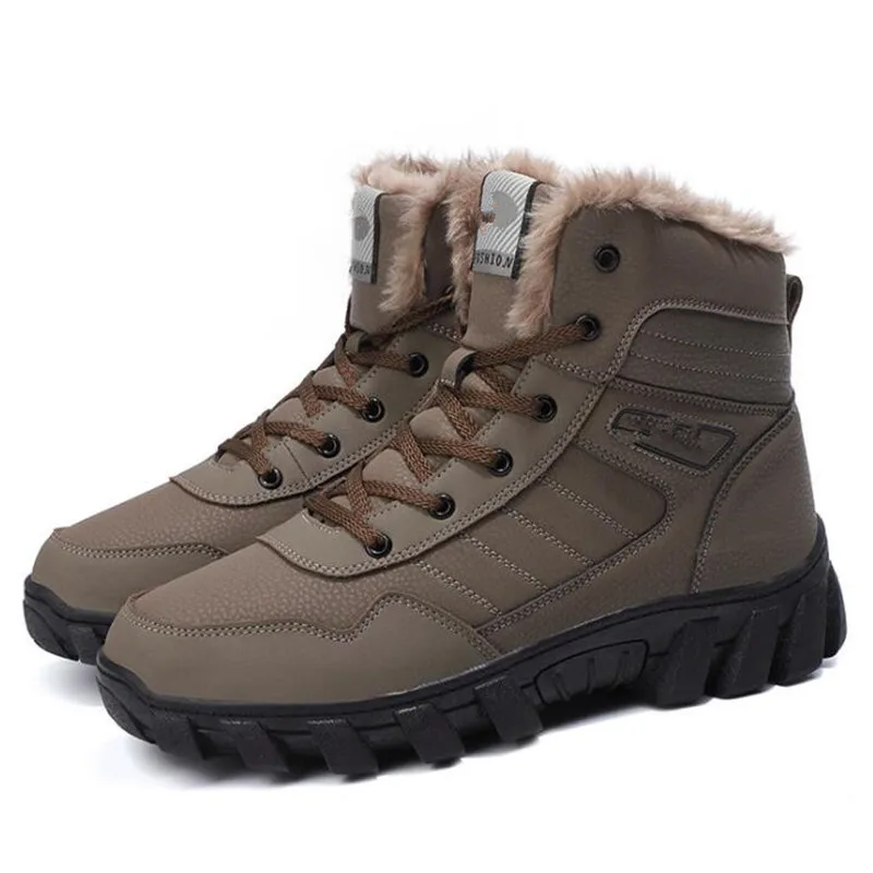 

Dropshipping Designer snow boots men's new plus velvet thick large size men cotton shoes waterproof outdoor hiking shoes 35-46