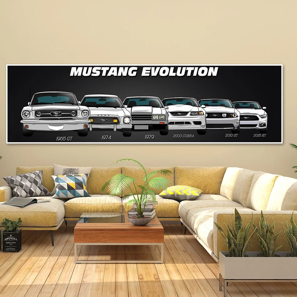 

Modular Artwork Modern Retro HD Print 1965 Ford Mustang Sports Car Poster Home Decor Wall Art 5 Pieces Pictures Canvas Paintings