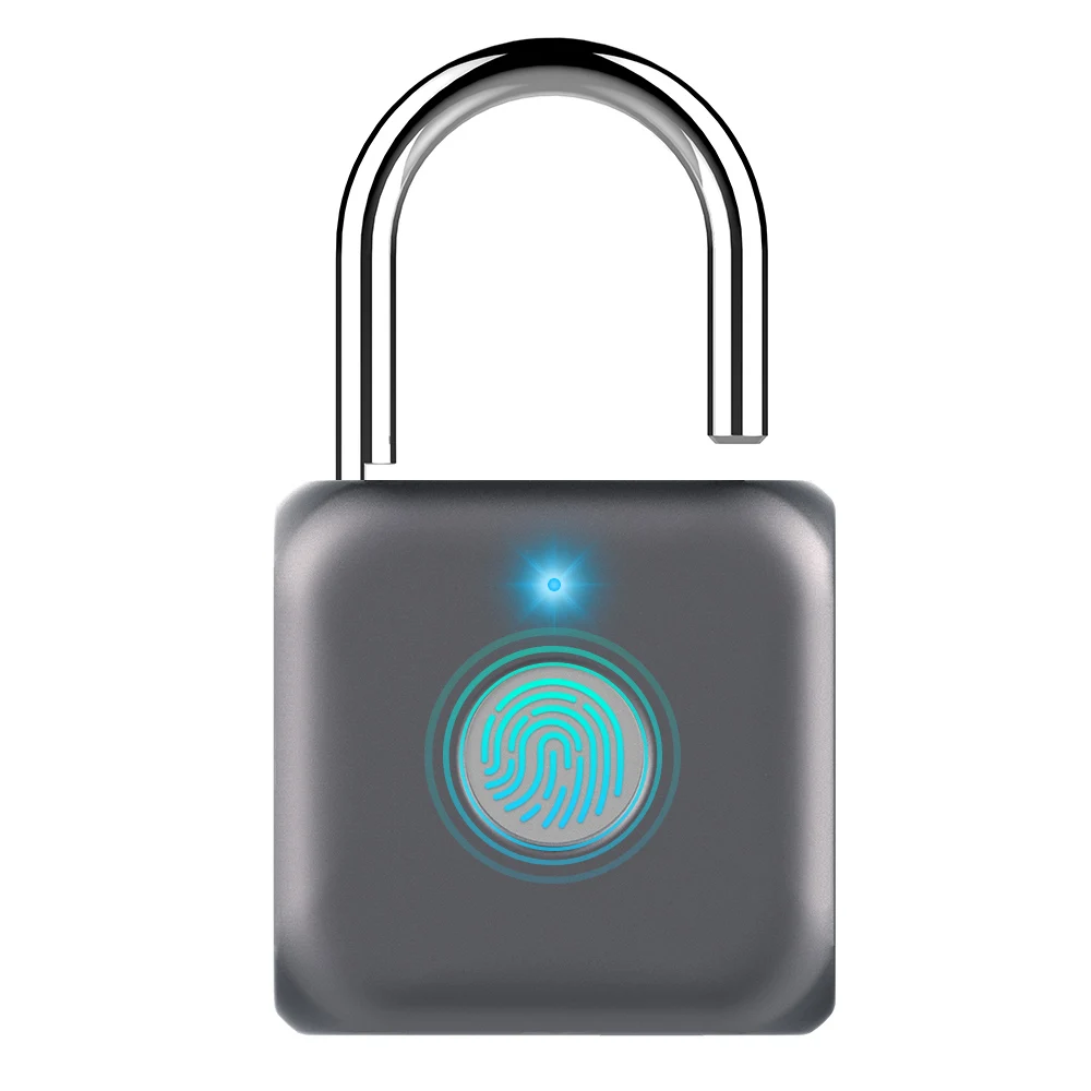 

Gray Security Keyless USB Rechargeable Door Lock Fingerprint Smart Padlock Quick Unlock mini Fingerprint Electronic lock P8