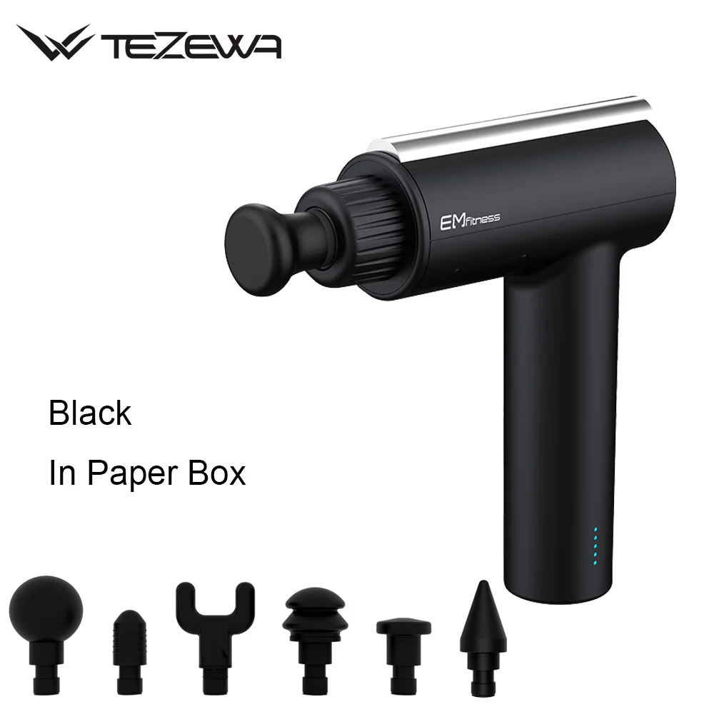 Ultimate Black TEZEWA массажный пистолет Вибрационный глубокий Релаксация фитнес-Терапия упражнения Обезболивание Электрический Theragun для тела - Цвет: Ultimate Black
