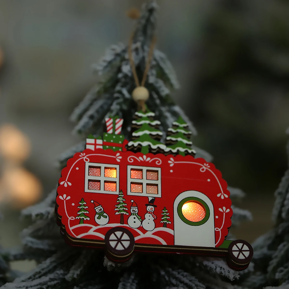 Креативный светодиодный светильник, подвесная Рождественская елка, подвеска, звезда, автомобиль, сердце, деревянные украшения, рождественские, вечерние, новогодние украшения