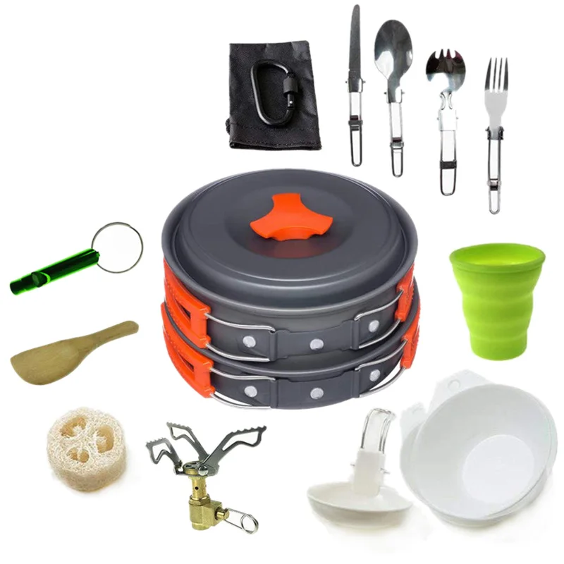 Походная посуда, походный набор посуды, походная посуда, набор для приготовления пищи, походная посуда, столовые приборы, походный набор для пикника - Цвет: Multi