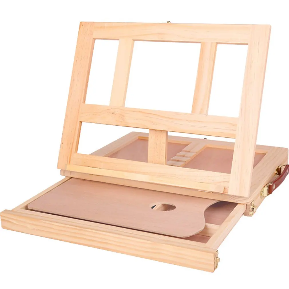 Foldable Wooden Desk Table Easel With Integrated Box Oil Paint Suitcase Desktop Art Supplies For Painting Artist | Дом и сад
