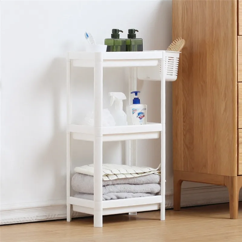 Kitchen living room plastic multi-layer rack bathroom floor-standing Multipurpose Shelf with Removable Wheels Crack Rack Bathroo