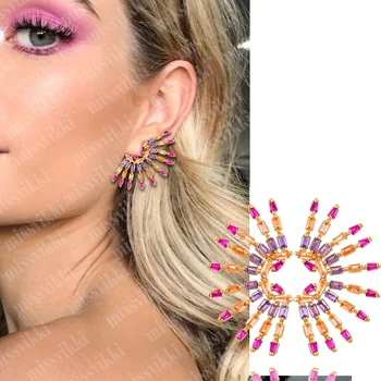 

missvikki Flashing glowing Shiny Firework Shape Earrings Clear CZ For Women Bridal Wedding 2020 New Design Best gift Jewelry