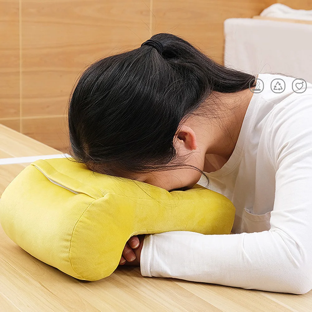 Portable Travel Noon Nap Neck Pillow Office Home Desk Soft Cushion with Relax Hole