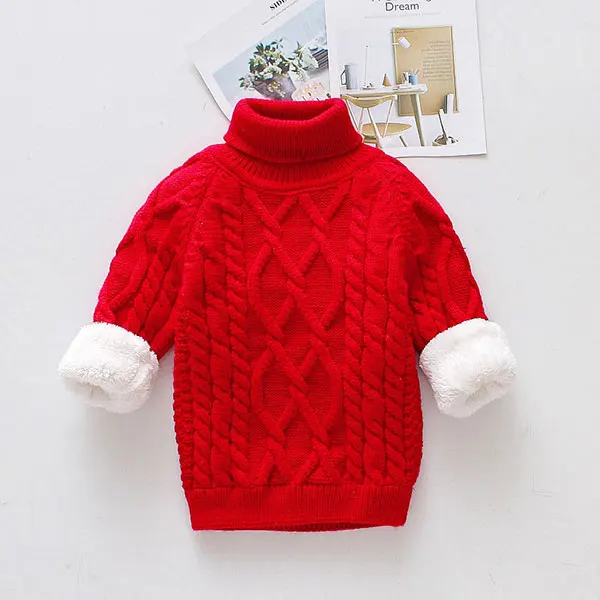Вязаная одежда, пальто Одежда для маленьких мальчиков и девочек пуловер с высоким воротником, свитер для зимы, одежда для малышей 3, 9, 12, 24 месячный ребенок, одежда - Цвет: red
