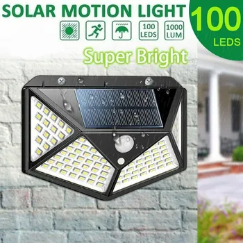 

100LED Solar Lights Outdoor IP65 Waterproof Motion Sensor Lights Security Wall Lights with 3 Modes for Yard ,Garage Fence Porch