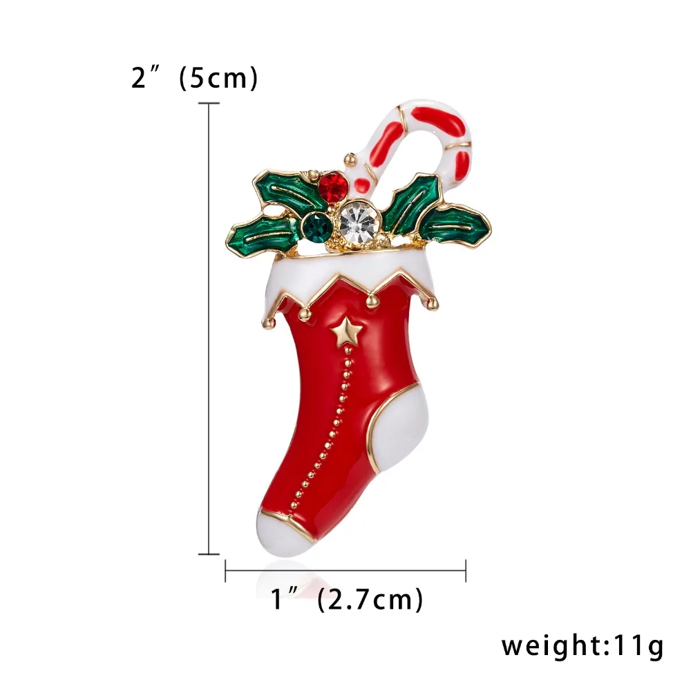 Rinhoo Christmas Crutch Brooches Gifts For Women New Year Red Hat Snowflake Gloves Xmas Gift Box Socks Boots Rhinestone Brooch