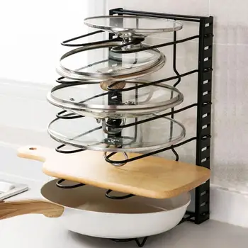 

Pot Rack Organizers 8 Tiers Pots and Pans Organizer with 3 DIY Methods for Kitchen Counter and Cabinet