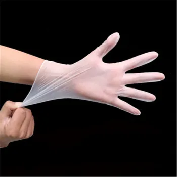 

100pcs Transparent PVC Disposable Gloves Micro-elastic Gloves Insulation Gloves Safety Work Gloves S/M/L