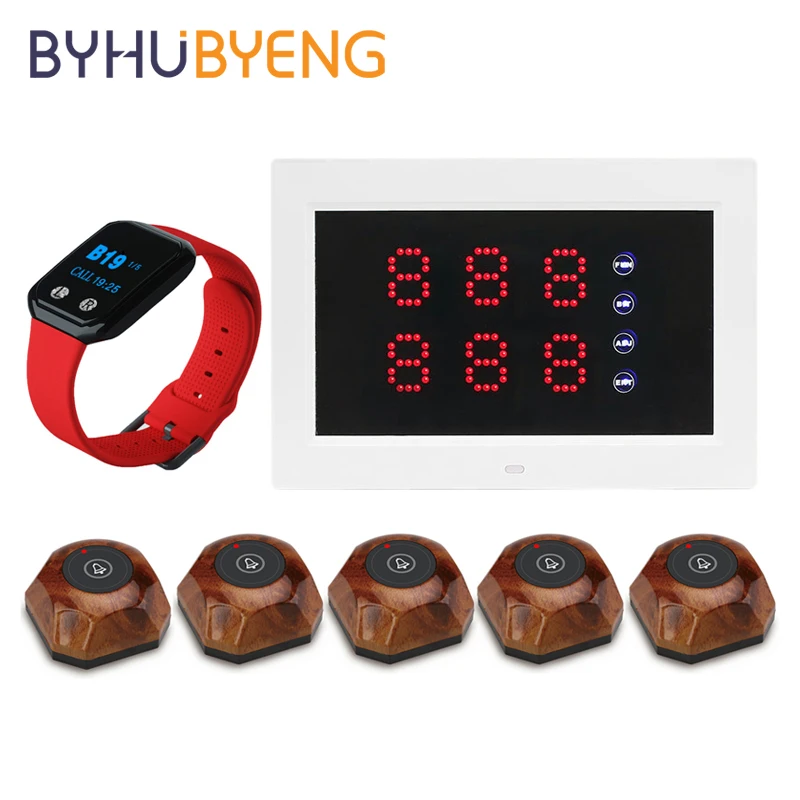 

BYHUBYENG Queue Wireless Calling System Emergency Call Button Waiter Pager Watch Watches Diving Restaurant Table Numbers