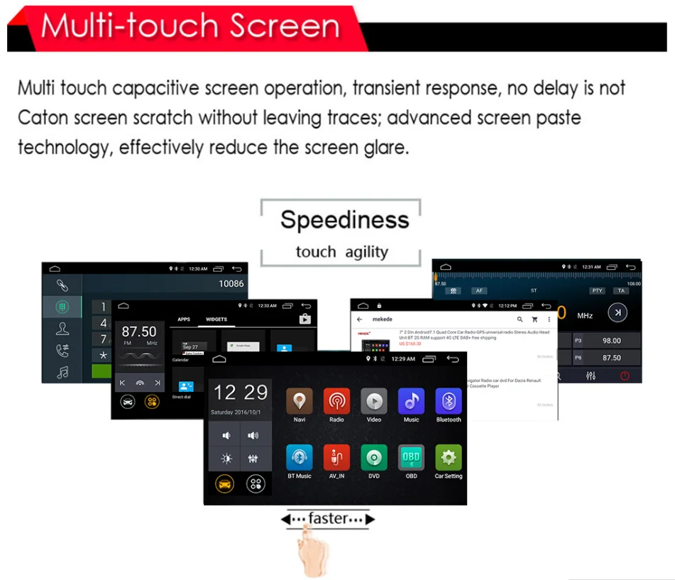 Discount 5pcs Car DVD Player 2G RAM Android 7.1 8 Inch  For V W/Volkswagen/POLO/PASSAT/Golf/TOURAN/SHARAN 4