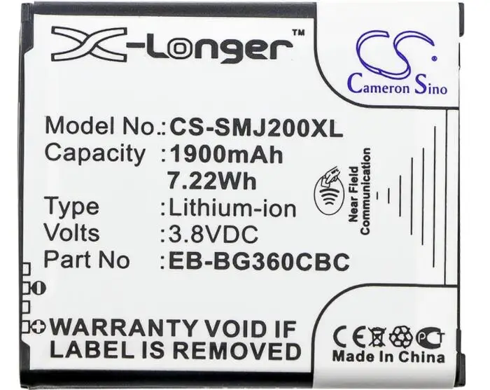 Batteria Cameron Sino 1900Mah Per Samsung Galaxy Core Prime Core Prime Cdma Core Prime Td-Lte Core Prime Value Edition J2 J2 Duos
