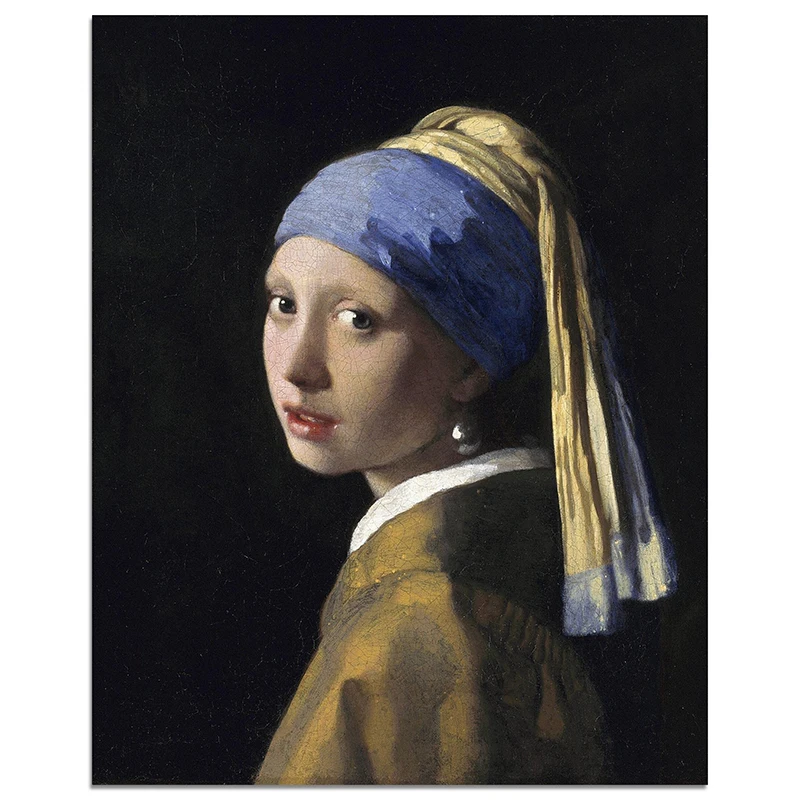 

Girl With A Pearl Earring By Johannes Vermeer Classic Oil Painting Print On Canvas, Wall Pictures For Living Room Home Decor Art