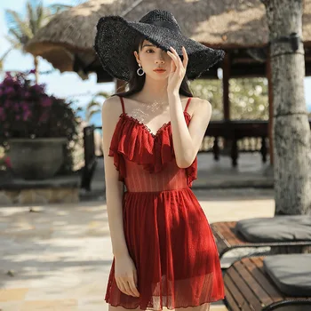 

Swimsuit One Piece Bikinis Female 2019 Swimwear For Women Woman Swimming Suit Lady Swimsuits With Skirt Push Up Thin Lou Back