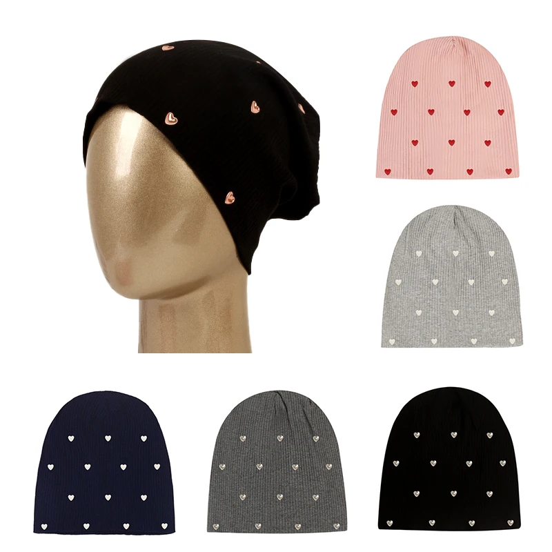 Women Ribbed Solid Autumn Winter Cotton Polyester Spring Beanie Warm High Quality Caps Knitted  Skullies Beanies Cap