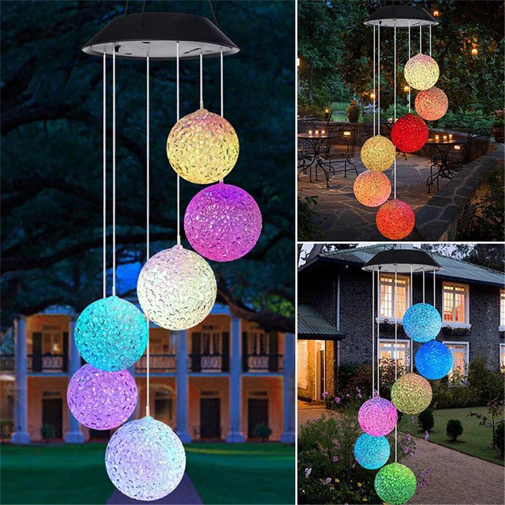 Portable Solar LED Wind Chime Light Outdoor Waterproof Color Changing Hanging Lamp Christmas Party Wedding Garden Decoration protective beach diving polyester portable universal storage with drawstring wetsuit changing mat for surfers waterproof dry bag