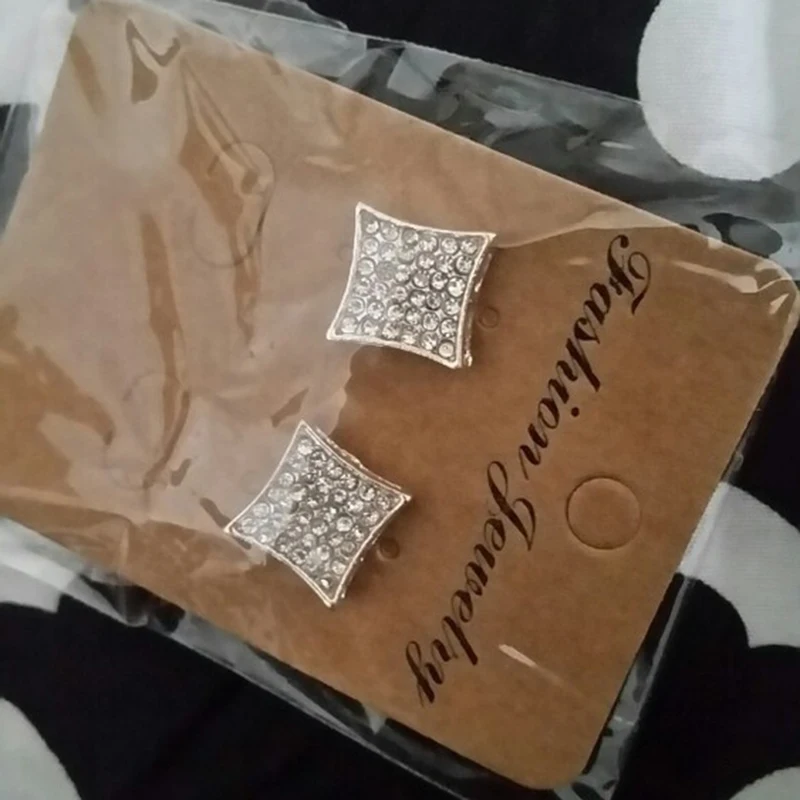 Новые модные блестящие квадратные серьги гвоздики и золотого цвета с микро