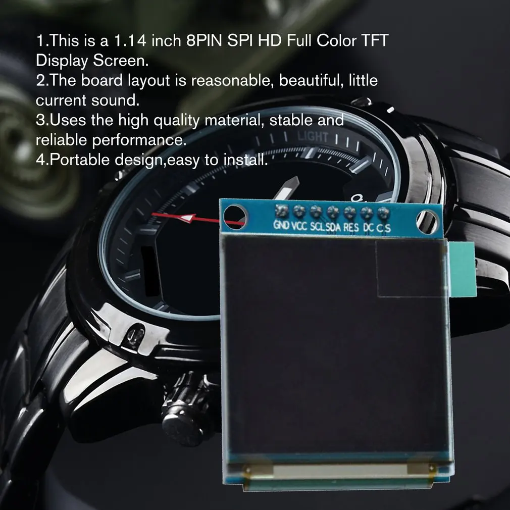 ST7789 IPS 1.14 inch 3.3V 8PIN SPI HD Full Color TFT Display Screen Module Drive IC GND/ VCC/ SCL/ SDA/ RES/ DC/ CS/ BLK