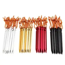 10pcs/lot 18cm Aluminium Alloy Tent Peg Nail 700I Aluminium Alloy Stake with Rope Camping Equipment Outdoor Traveling Beach LKT