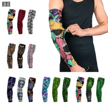 

New Arrival UV Sun Protection Sleeve Sports Riding Arm Cover Warmer Skull Head Maple Shark Fun Cooling Arm Sleeves For Men Women