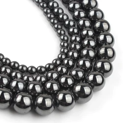 Faceted Silver Plated Rose Gold Hematite Natural Stone Beads for Jewelry Making - Round Loose Beads in Various Sizes (Black Round)