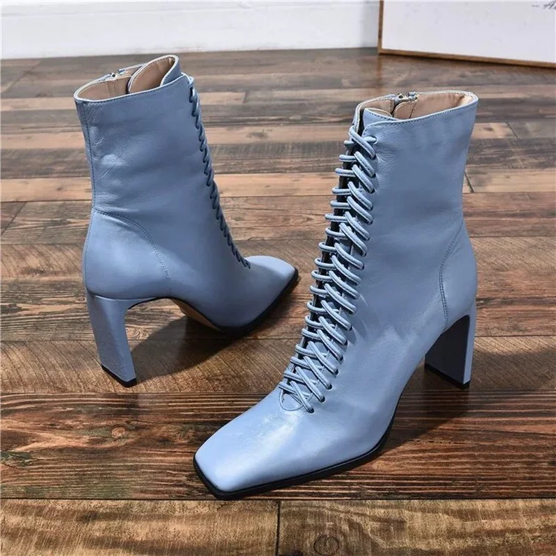 sexy thick high heel shoes woman female square toe martin boots high qulaity new autumn winter women shoes ankle boots Drop Ship