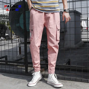 

2020 Fashion Harajuku Hip Hop Cargo Pants Men Joggers Pockets Pant Streetwear Male Mens Elastic Waist Pant pantalones hombre
