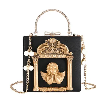 

New Chain Shoulder Bag Angel Embossed Handbag Elegant Lady Dinner Bag