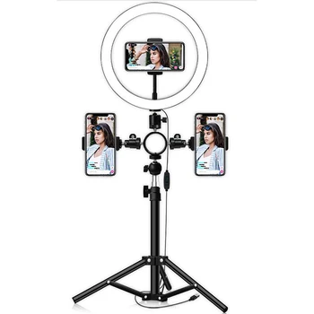 

LED Ring Light 16 cm 5600K Dimmable Selfie Ring Lamp with 50 cm Tripod Phone Holder USB Plug Photography Lighting